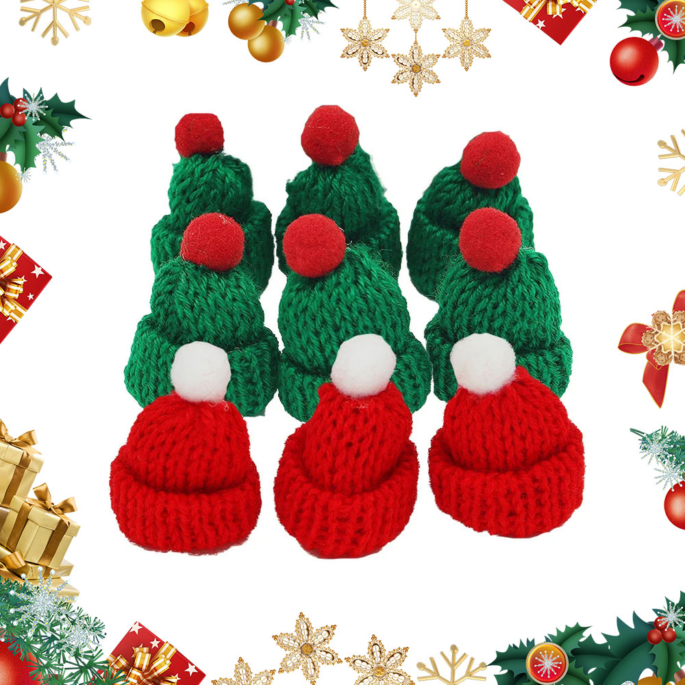 Yarn Home Decor - 10Pcs 3.5x5cm Mini Christmas Knitted Hat