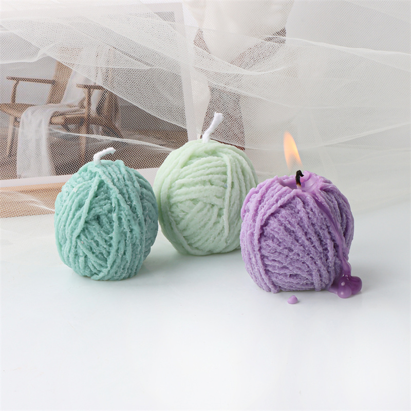 Yarn Home Decor - 3D Knitting Wool Ball Silicone Candle