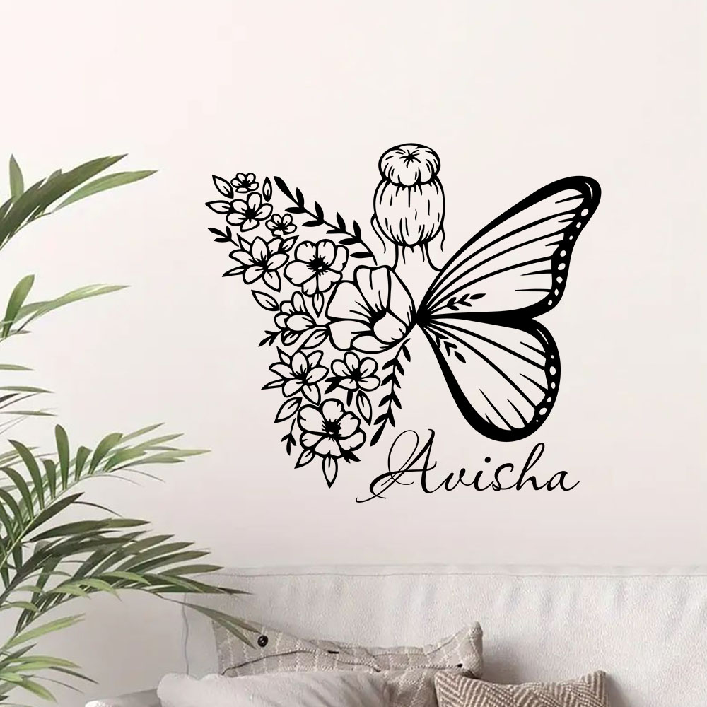 Home Decor Wall Stickers - 1PC NEW Butterfly Flower Fairy Personalized