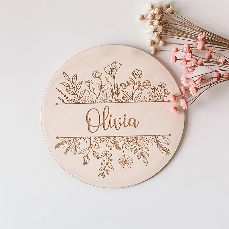 Home Decor Com - Personalized Floral Engraved Name Plaque, Custom