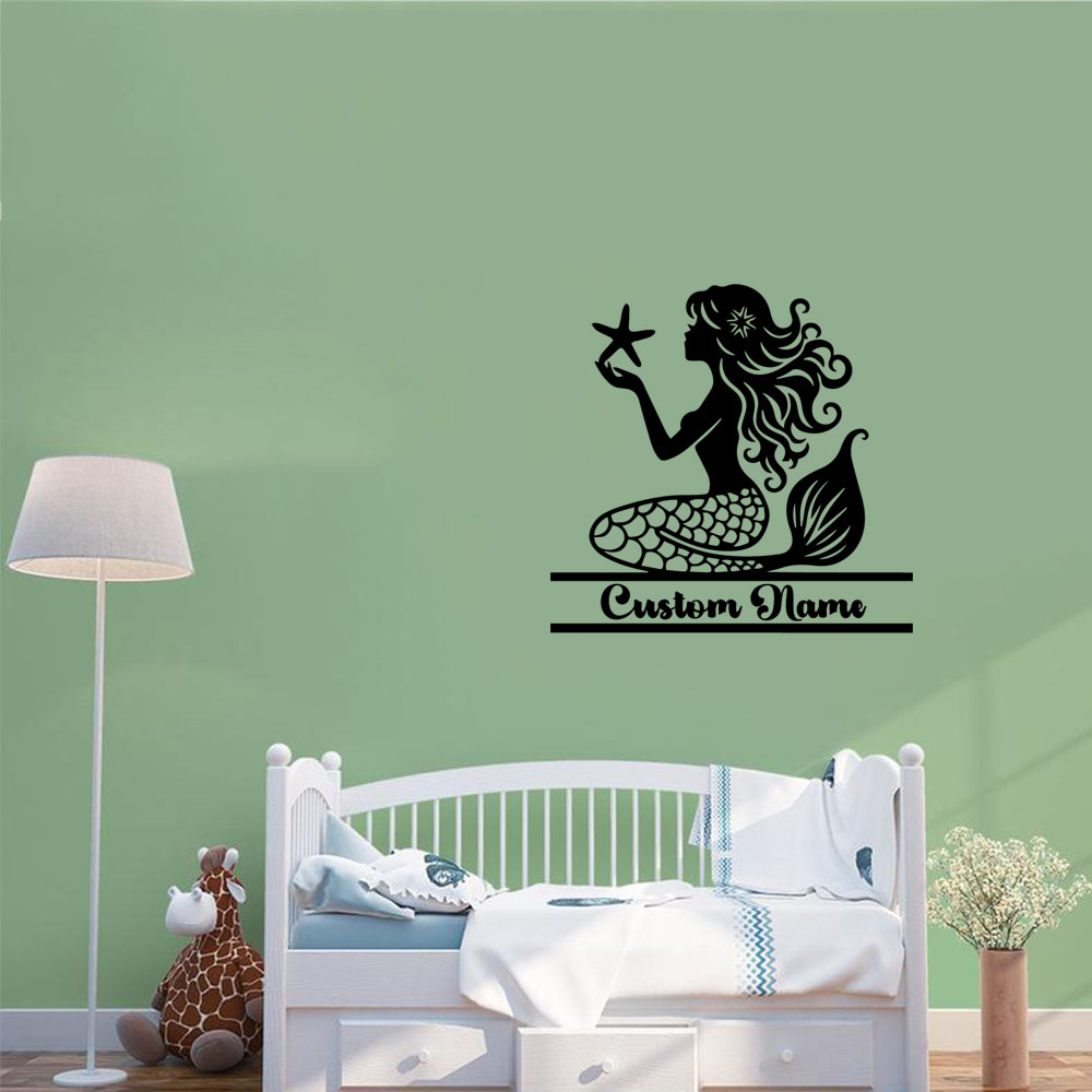 Home Decor Wall Stickers - 1PC NEW Mermaid Personalized Text Wall