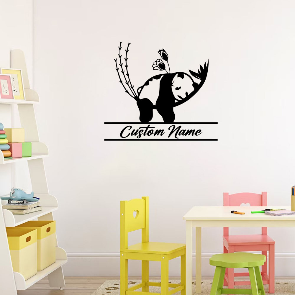 Home Decor Wall Stickers - 1PC Creative Panda Customizable Text Pvc