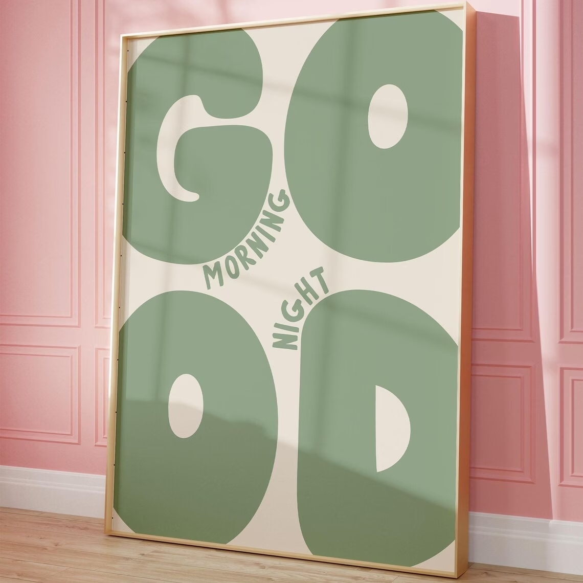 Home Decor Quotes - Modern Green Good Morning Good Night