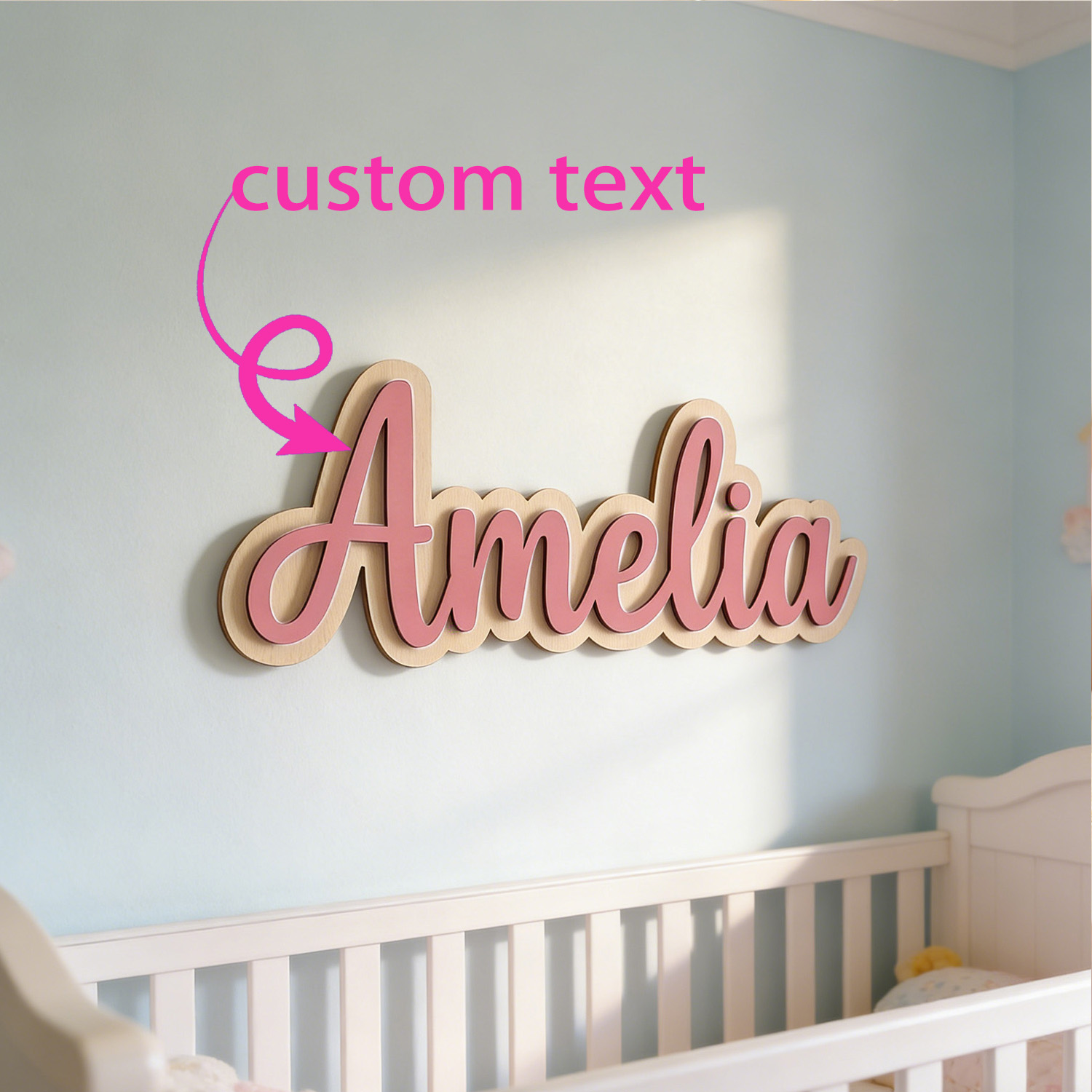 Home Decor Com - 1pc Customized Double-layer Wooden Surname Brand,