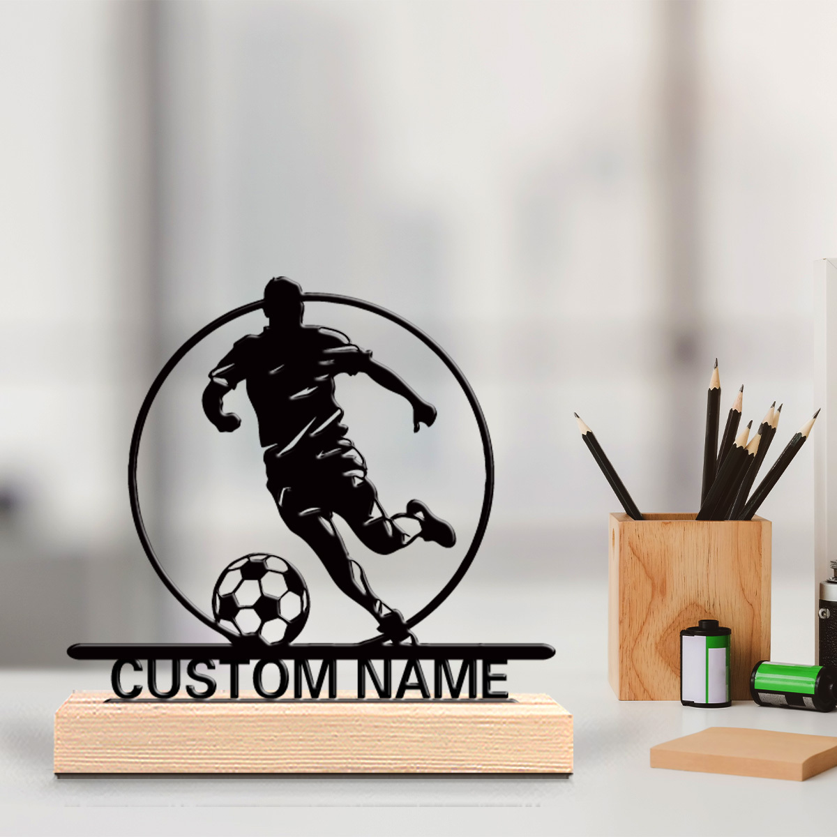 Home Decor Com - Custom Soccer Player Metal Statue with