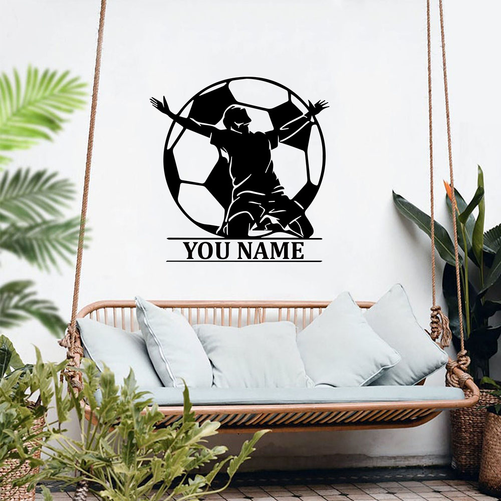 Home Decor Wall Stickers - 1PC Colorful Soccer Customizable Name Wall