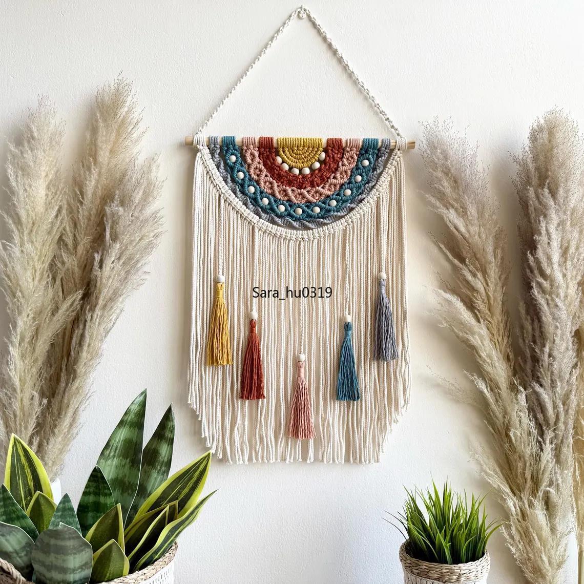 Macrame Wall Hanging - Boho Colorful Macrame Wall Hanging Handmade