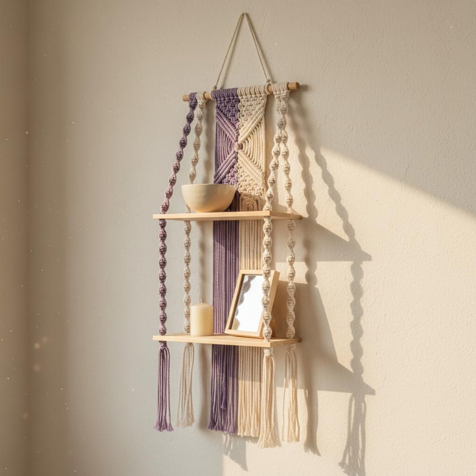 Macrame Wall Hanging - Boho Wall Hanging Shelf Handmade Macrame