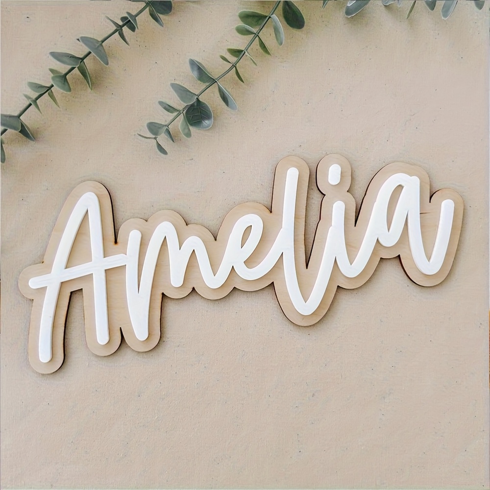 Home Decor Rustic - Customizable Double-Layered Wooden Name Plaque with