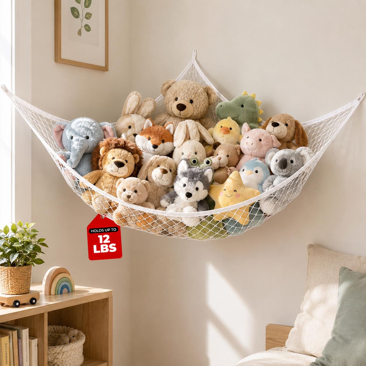 Home Decor Rustic - Mesh Toy Storage Hammock Hanging Stuffed