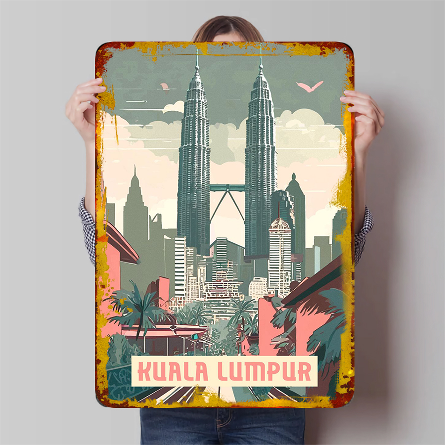 Home Decor Kuala Lumpur - Kuala Lumpur Skyline Metal Wall Art