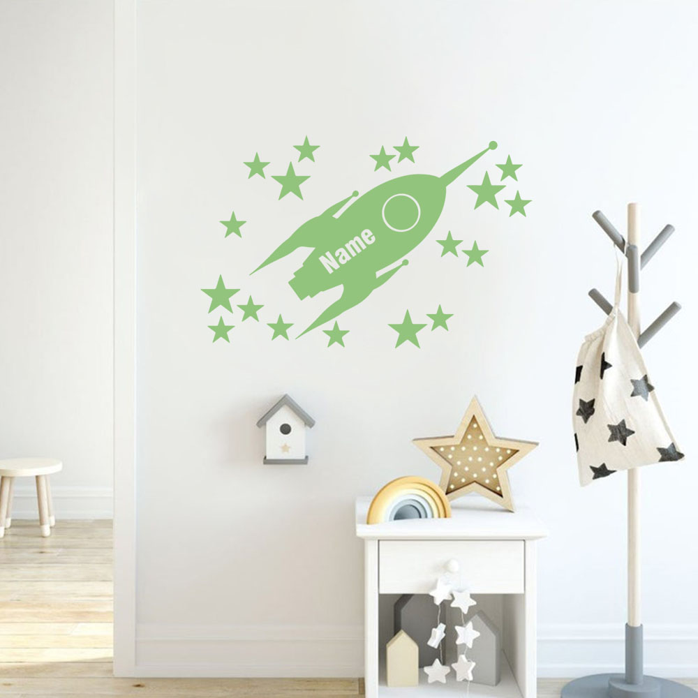 Home Decor Wall Stickers - 1pc Cartoon Rockets and stars luminous