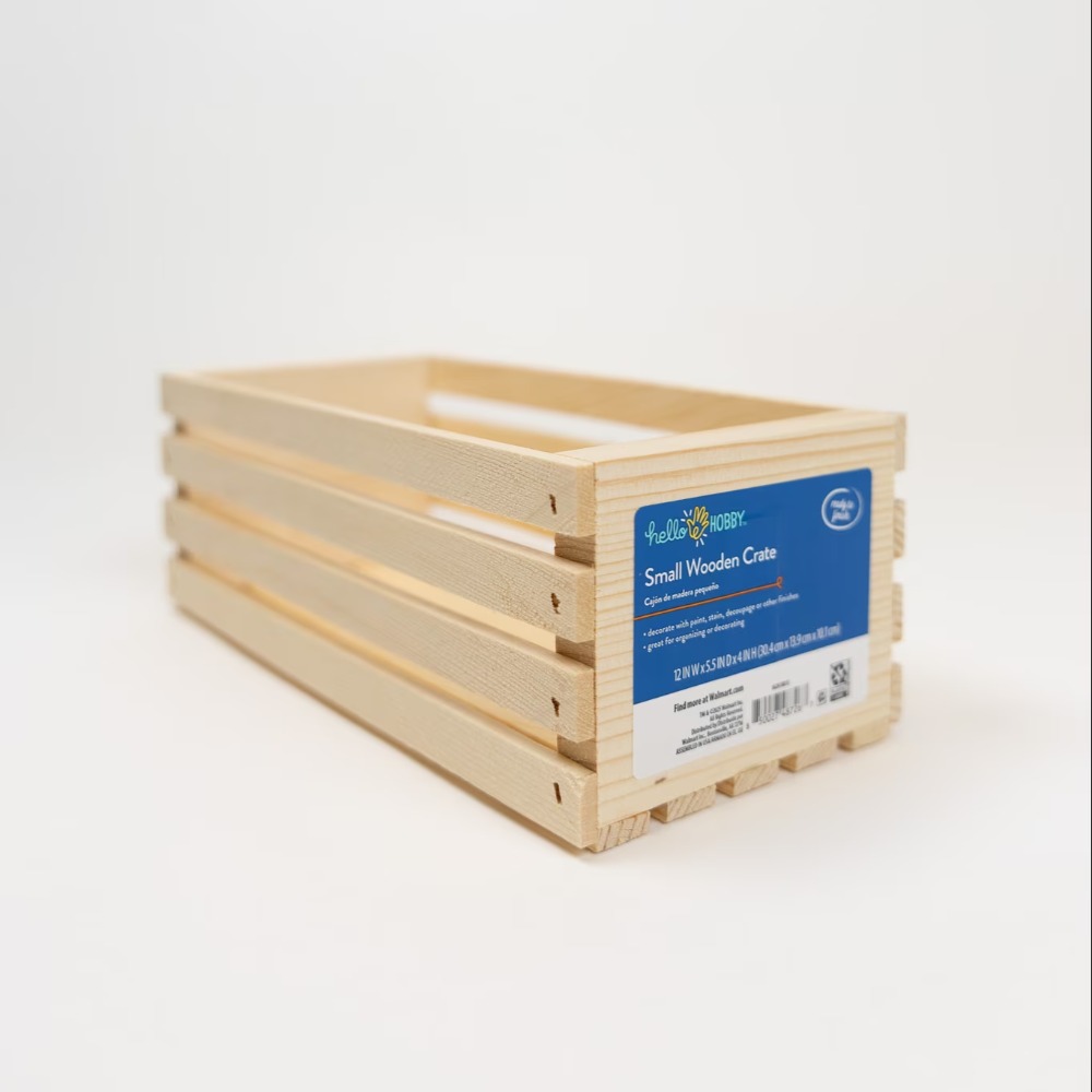 Home Decor Rustic - Unfinished Wood Crate Storage Box 12x5.5x4