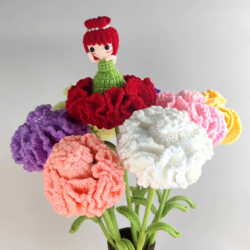 Yarn Home Decor - Handmade Crochet Carnation Fairy Home Decoration
