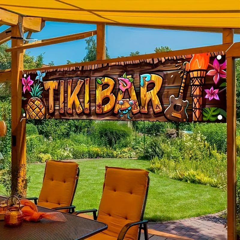 Home Decor Nearby - Tiki Bar Banner Tropical Hawaiian Beach