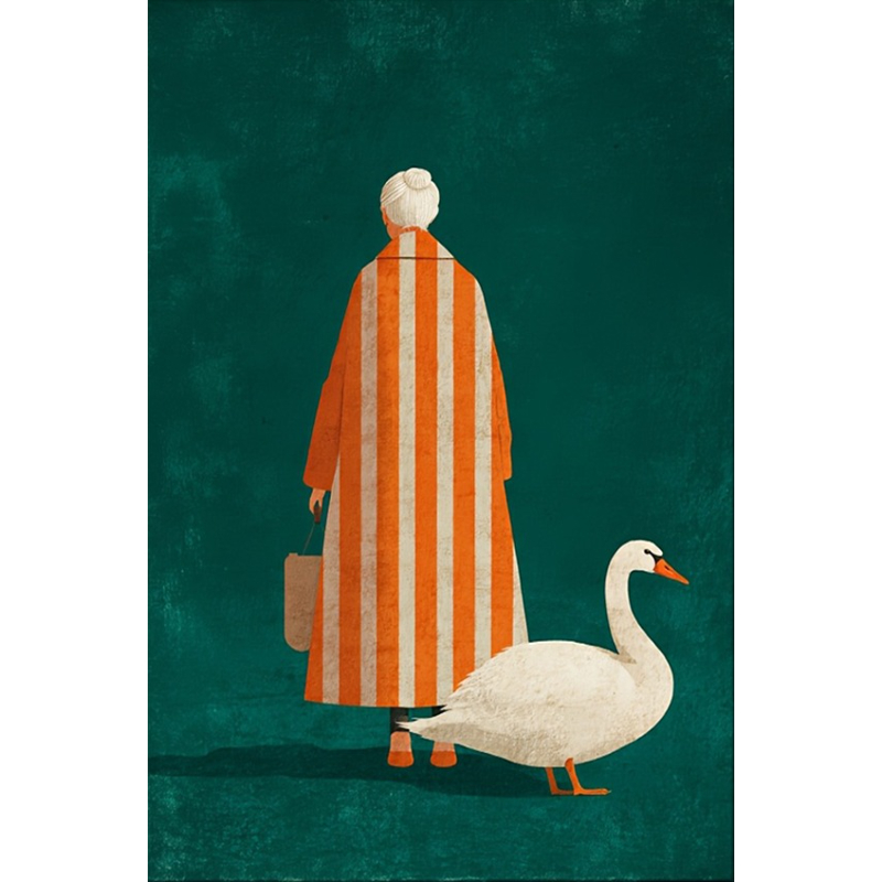 Home Decor Nz - Figure in Orange White Striped Poster