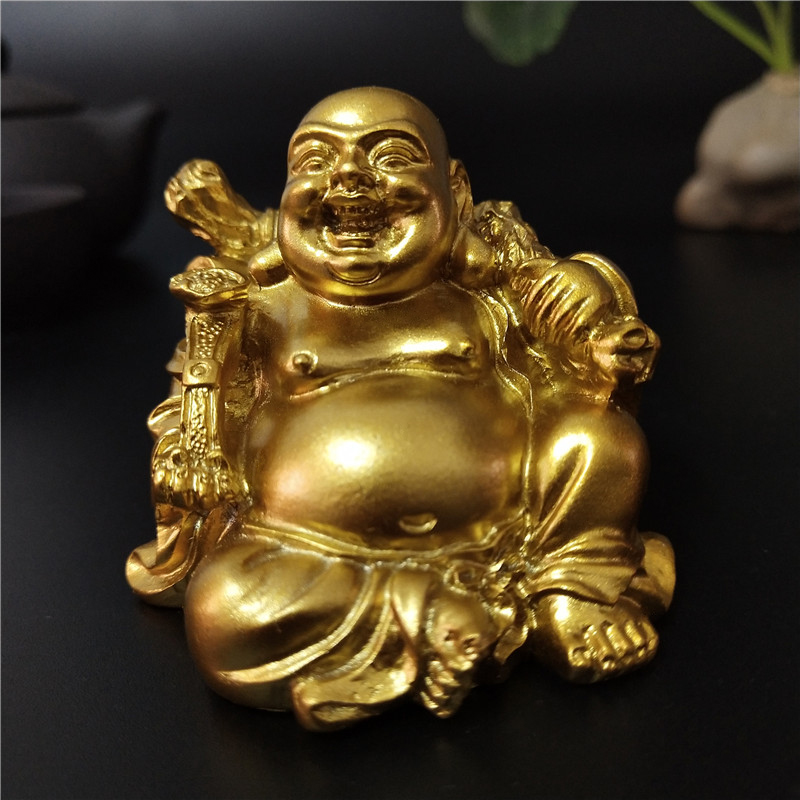 Home Decor On Sale - Golden Sitting Feng Shui Maitreya Laughing
