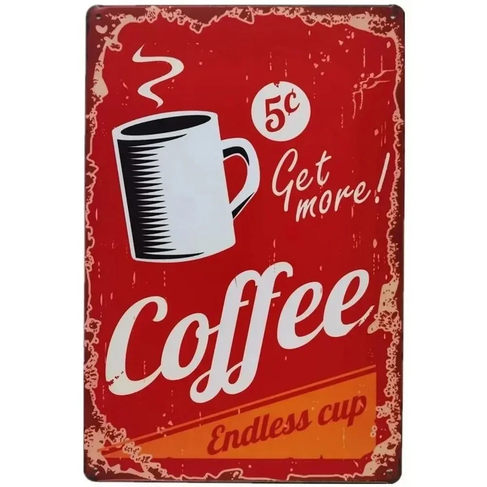 Plaque Metal Signs Drink Coffe - Home Decor Nz ulasan dan harga