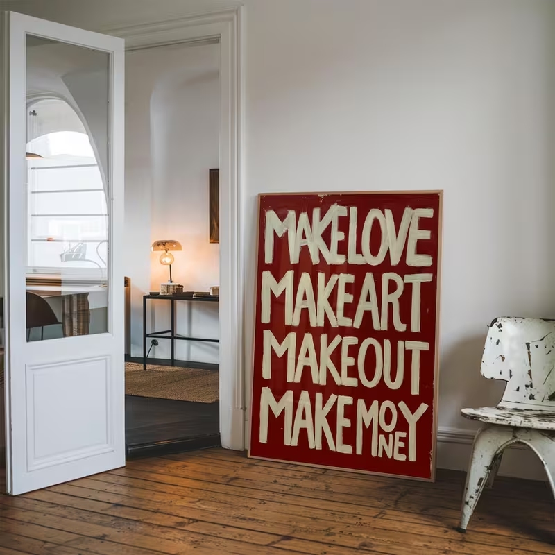 Modern,Retro Self Made Love Ki - Home Decor Quotes ulasan dan harga
