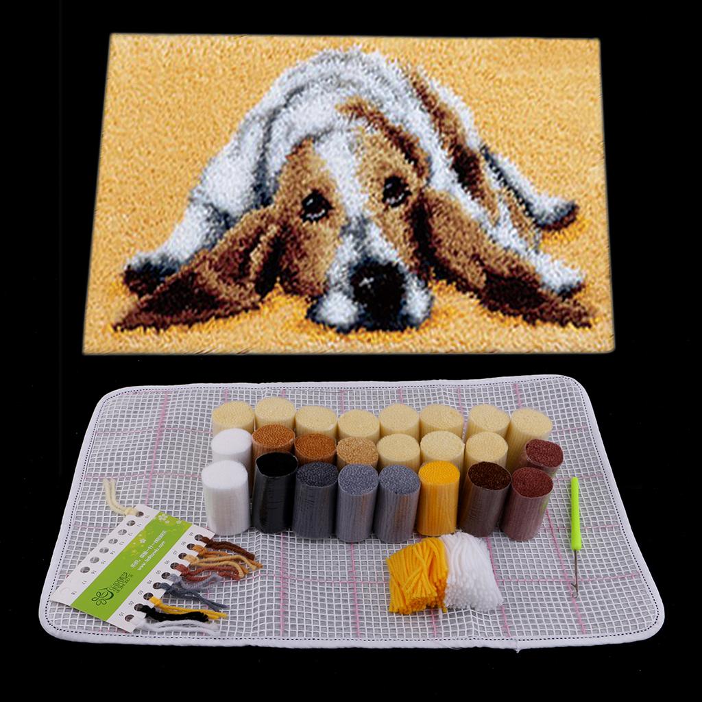 Handmade Latch Hook Rug Canvas - Yarn Home Decor ulasan dan harga