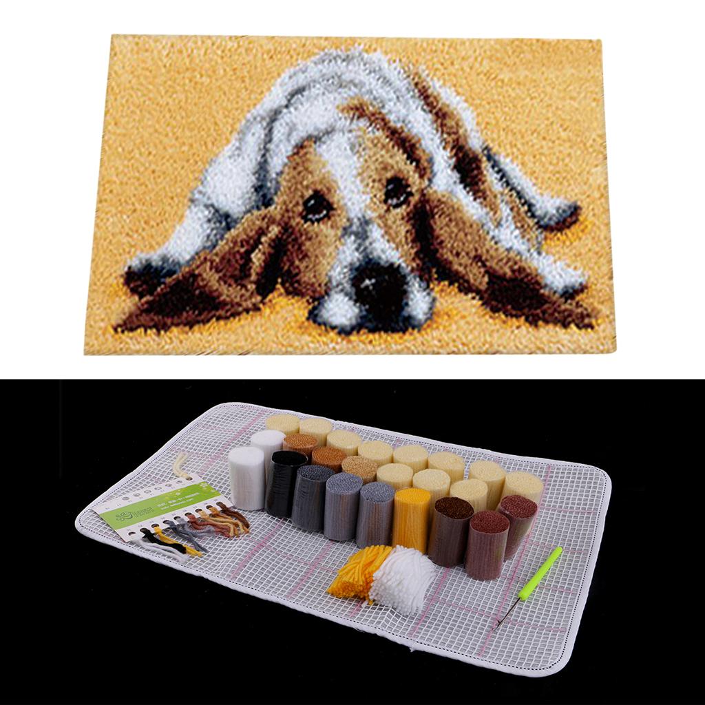 Handmade Latch Hook Rug Canvas - Yarn Home Decor ulasan dan harga