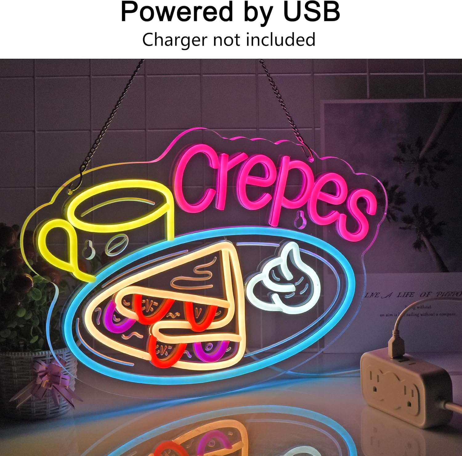Crepes Neon Sign USB Powered L - Home Decor Nearby ulasan dan harga