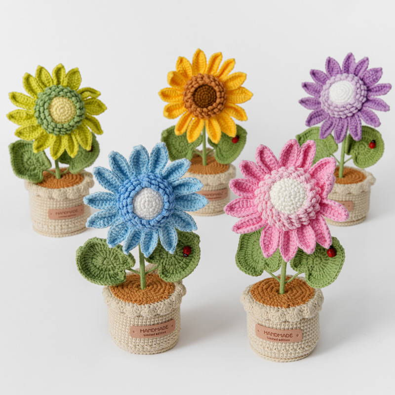 Creative Woven Large Sunflower - Yarn Home Decor ulasan dan harga