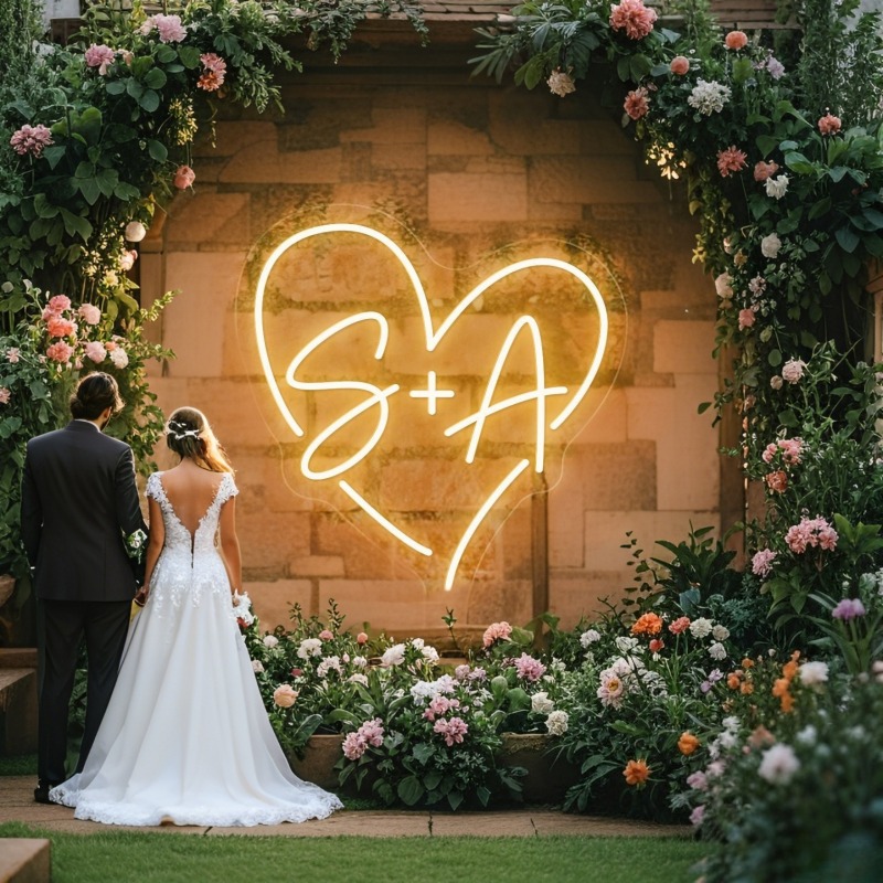 Custom Initials Heart LED Neon - Home Decor Com ulasan dan harga