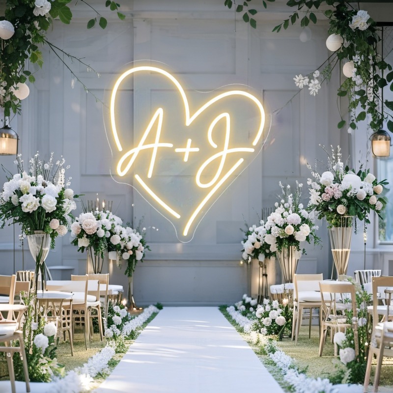 Custom Initials Heart LED Neon - Home Decor Com ulasan dan harga