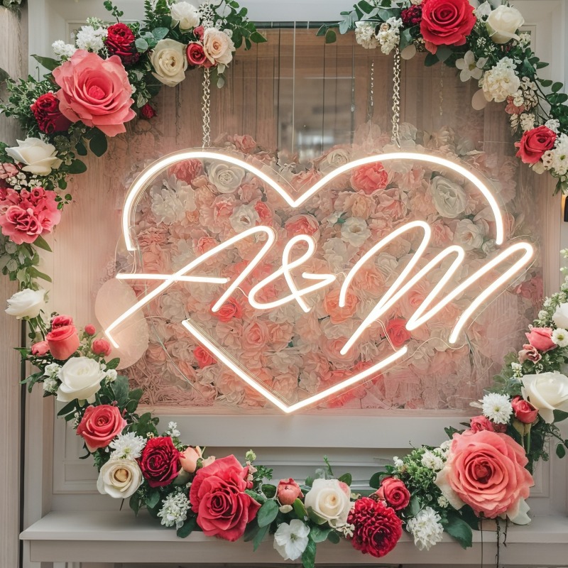 Custom Initials Heart LED Neon - Home Decor Com ulasan dan harga