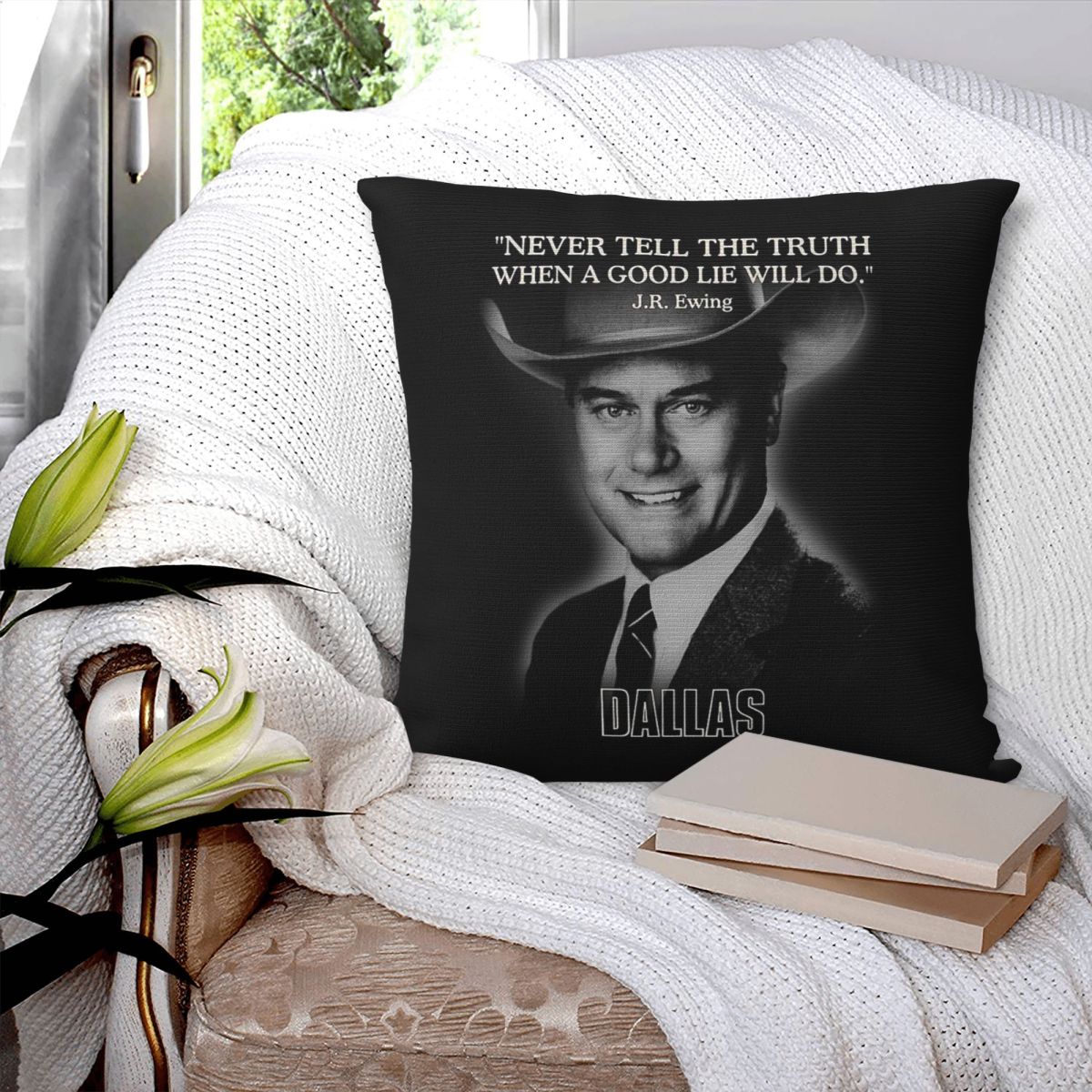Dallas Jr Ewing Quote Square P - Home Decor Dallas ulasan dan harga