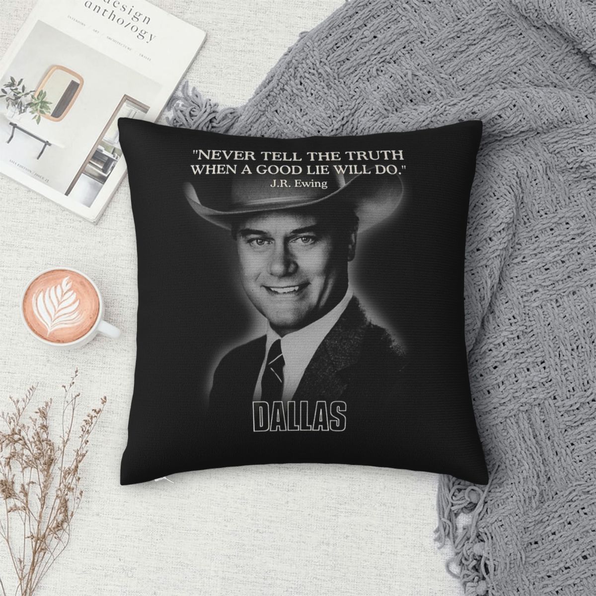 Dallas Jr Ewing Quote Square P - Home Decor Dallas ulasan dan harga