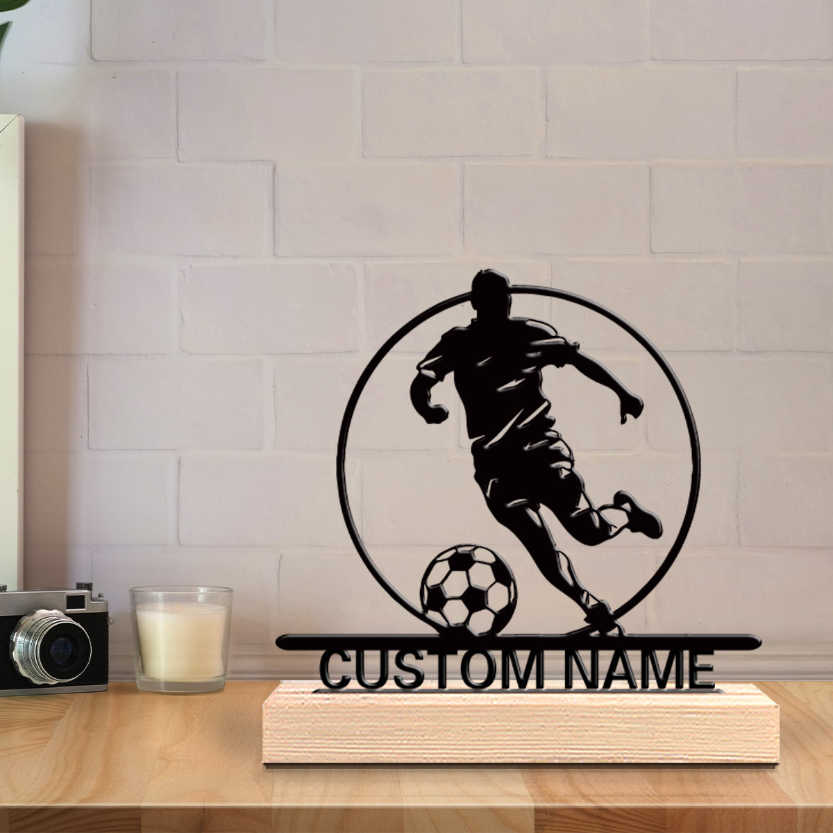 Custom Soccer Player Metal Sta - Home Decor Com ulasan dan harga