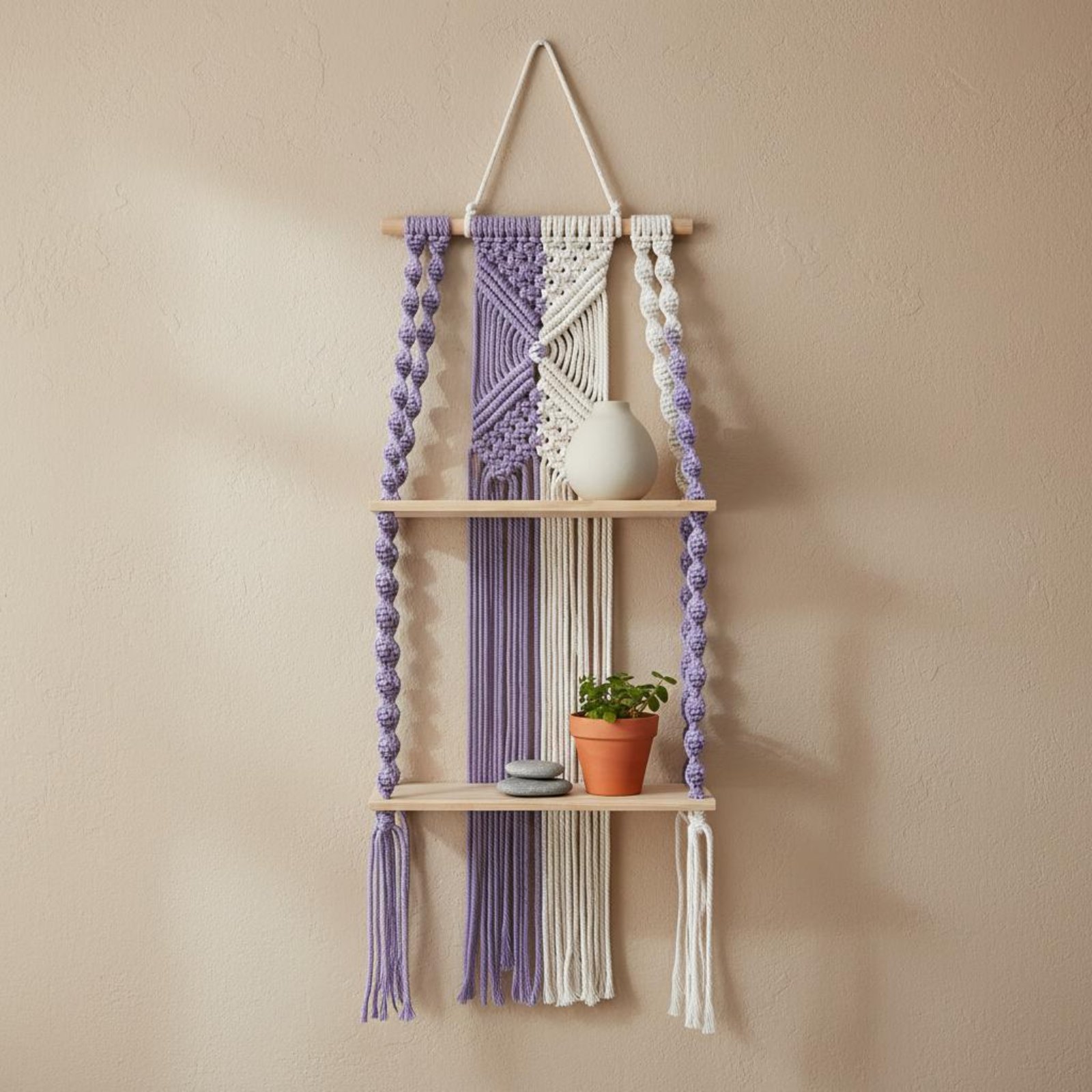 Boho Wall Hanging Shelf Handma - Macrame Wall Hanging ulasan dan harga