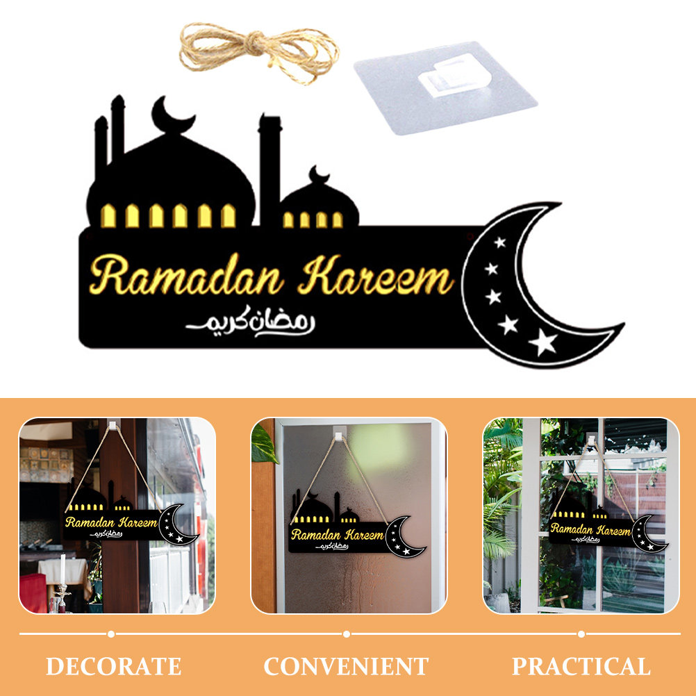 Eid Ramadan Wooden Hanging Pla - Home Decor Ramadan ulasan dan harga