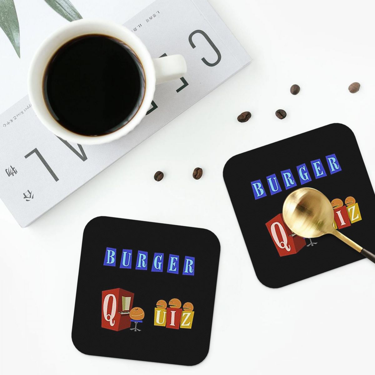 Burger Quiz New Logo Coasters  - Home Decor Quiz ulasan dan harga