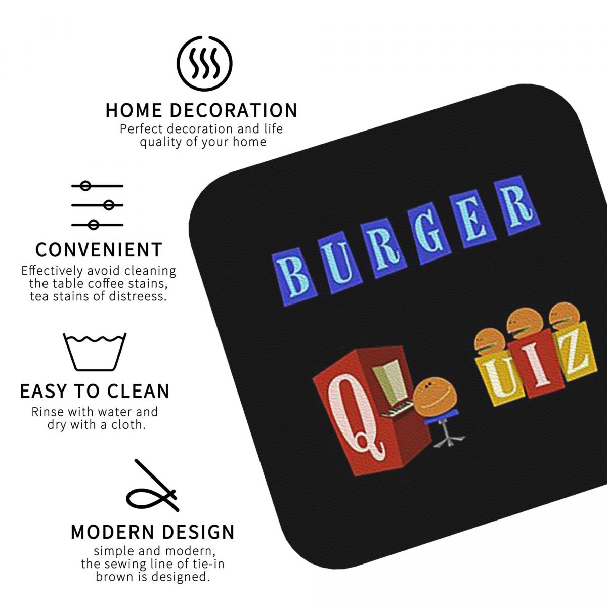 Burger Quiz New Logo Coasters  - Home Decor Quiz ulasan dan harga