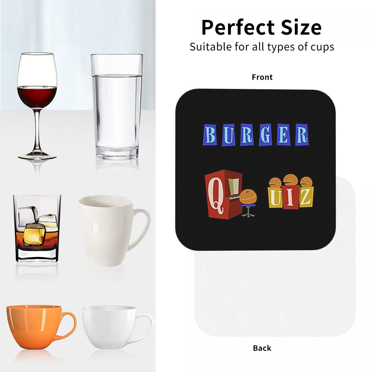 Burger Quiz New Logo Coasters  - Home Decor Quiz ulasan dan harga
