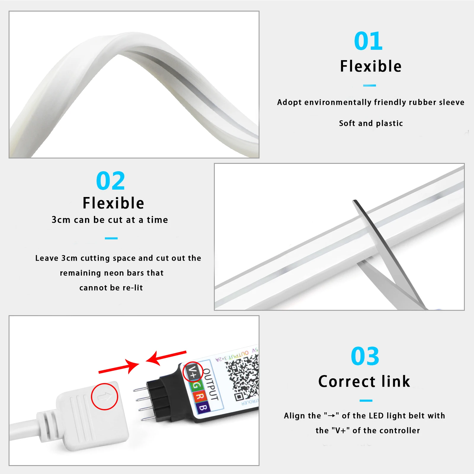 1-5m RGB LED Neon Strip Light  - Home Decor Com ulasan dan harga